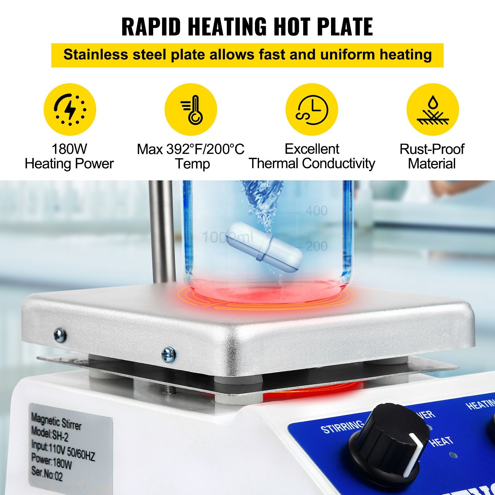 Magnetic Stirrer Magnetic Stirrer Plate Magnetic Plate Aluminum Panel Magnetic Stirrer Hot Plate Magnetic Plate with 1 inch Stirr Bar Magnetic Stirrer Mixer (12*12)