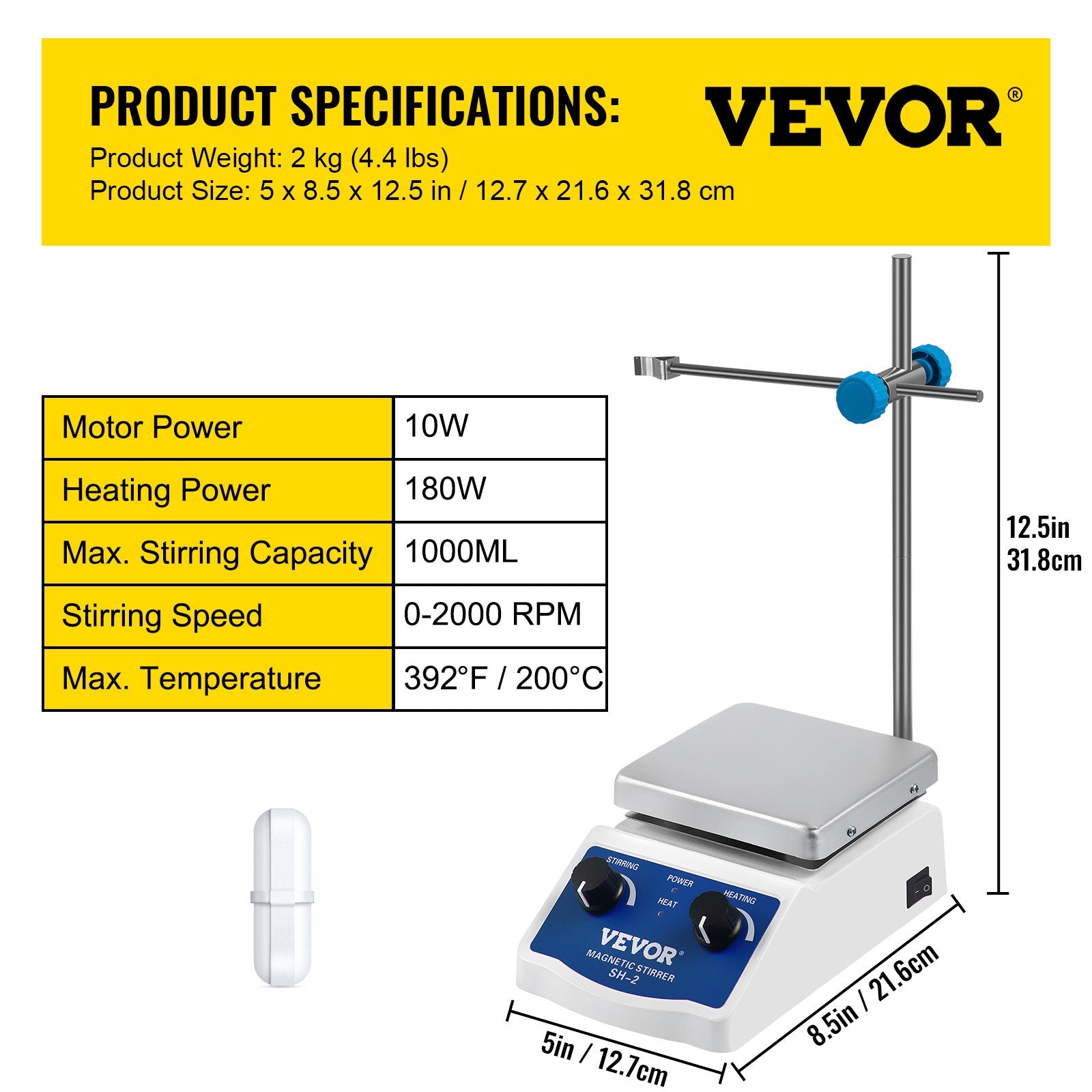 Magnetic Stirrer Magnetic Stirrer Plate Magnetic Plate Aluminum Panel Magnetic Stirrer Hot Plate Magnetic Plate with 1 inch Stirr Bar Magnetic Stirrer Mixer (12*12)