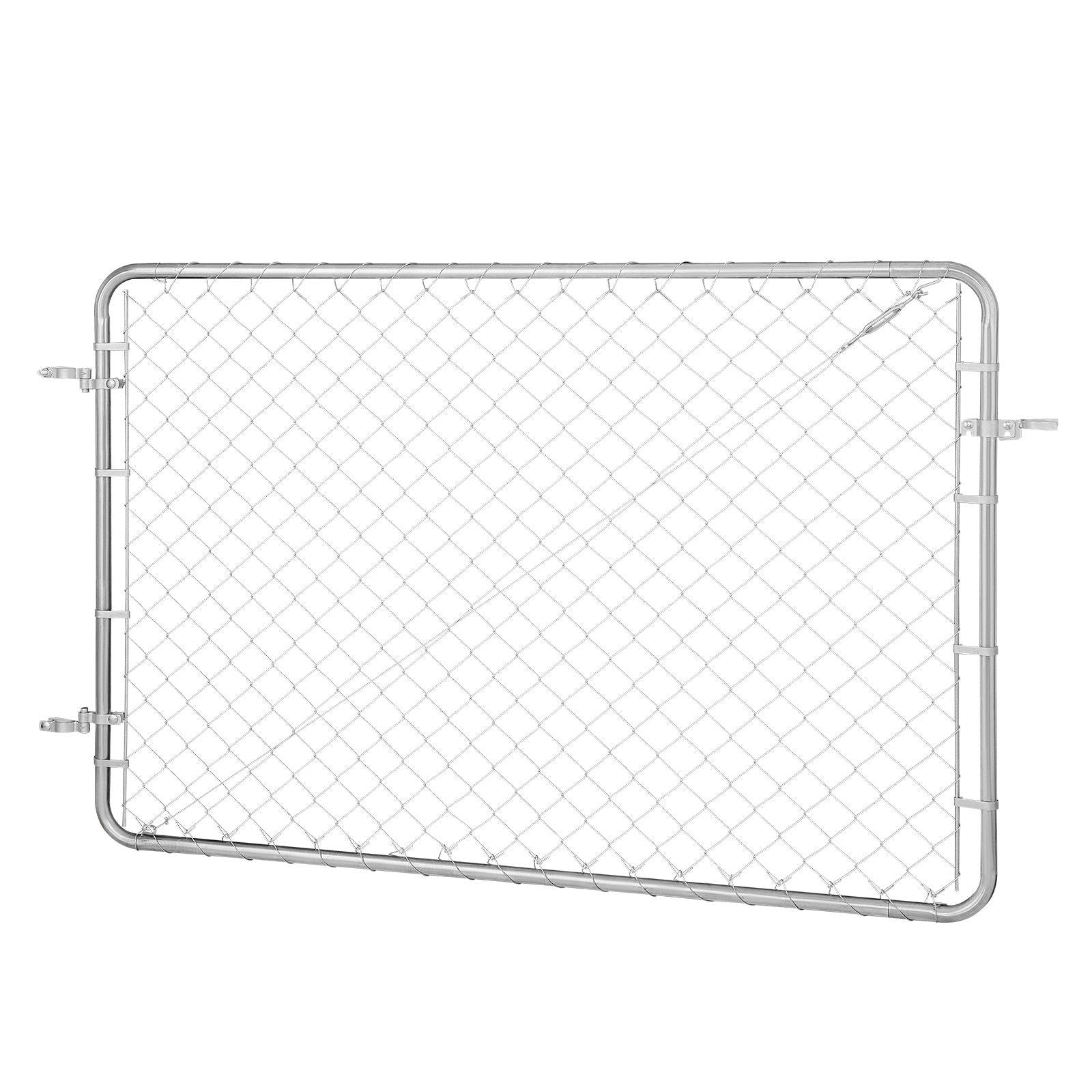 Chain Link Fence Gate, 183 x 122 cm, Adjustable Chain Link Fence Panel, Fit 67-183 cm (W) x 183 cm (H) Garden Fence Gate Opening, Rust-Resistant Galvanized Fencing Gate for Farm, Posts Not Included