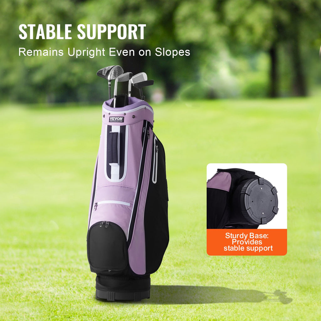 Golf Cart Bag with 14 Way Organizer Divider Top, 36” Multiple Pockets Premium Cart Bag, Durable Golf Bags with Handles & Dust Cover & Detachable Strap for Men & Women, Black Purple