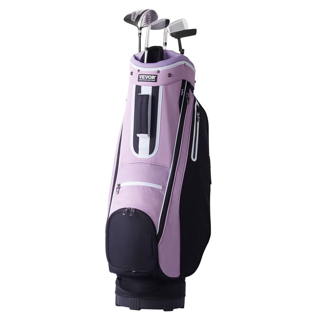 Golf Cart Bag with 14 Way Organizer Divider Top, 36” Multiple Pockets Premium Cart Bag, Durable Golf Bags with Handles & Dust Cover & Detachable Strap for Men & Women, Black Purple