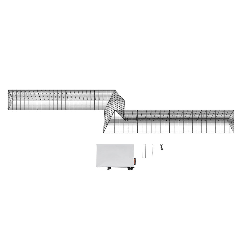 Chicken Tunnels, 729 x 200 x 61.5cm(LxWxH) Chicken Tunnels for Yard, Portable Chicken Tunnels for Outside with Corner Frames, 2 Sets, Suitable for Chickens, Ducks, Rabbits