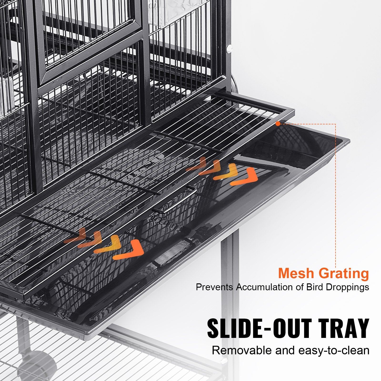 54 inch Standing Large Bird Cage, Carbon Steel Flight Bird Cage for Parakeets, Cockatiels, Parrots, Macaw with Rolling Stand and Tray