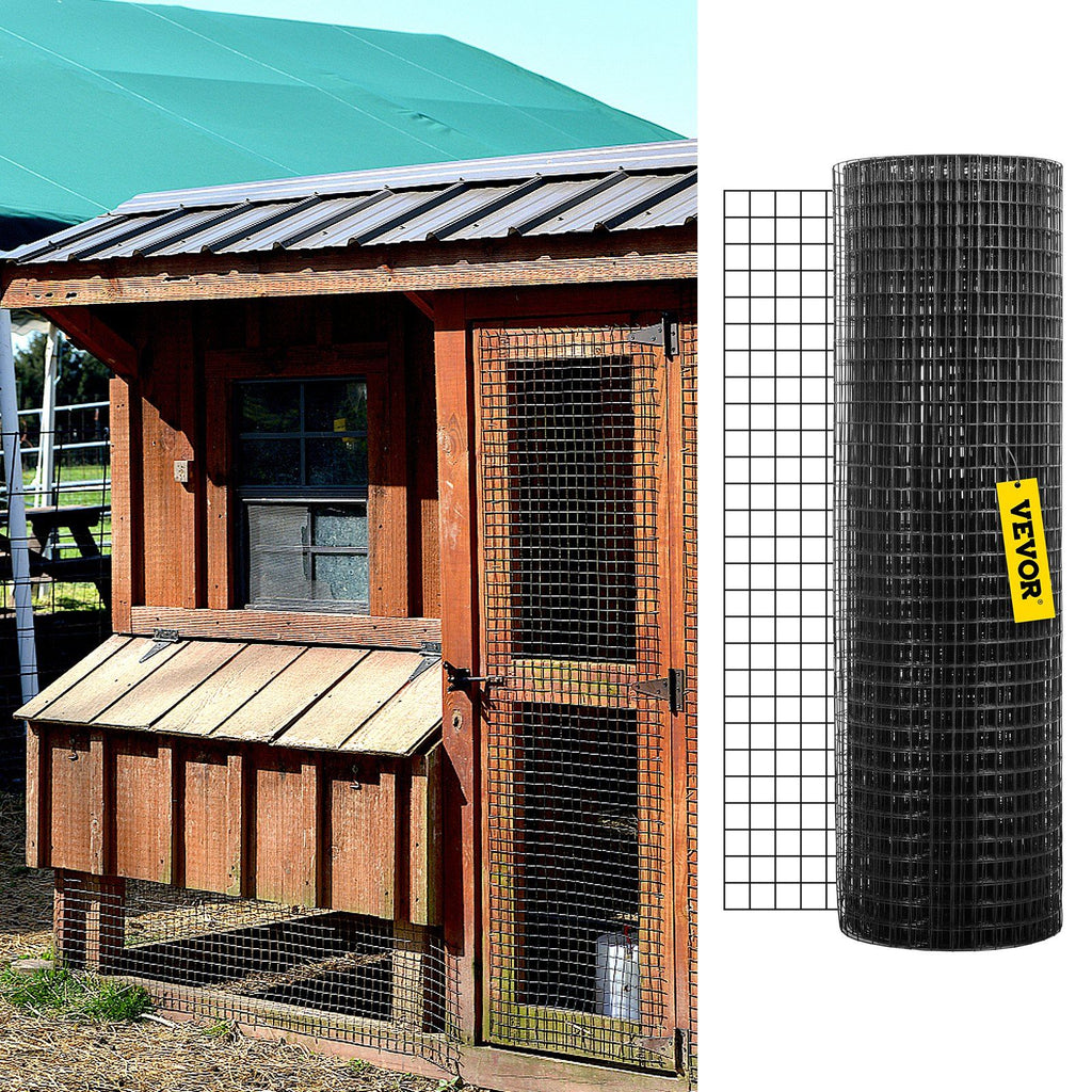 Hardware Cloth, 24" x 100' & 1"x1" Mesh Size, Galvanized Steel Vinyl Coated 16 Gauge Chicken Wire Fencing with A Cutting Plier & A Pair of Fabric Gloves, for Garden Fencing & Pet Enclosures,