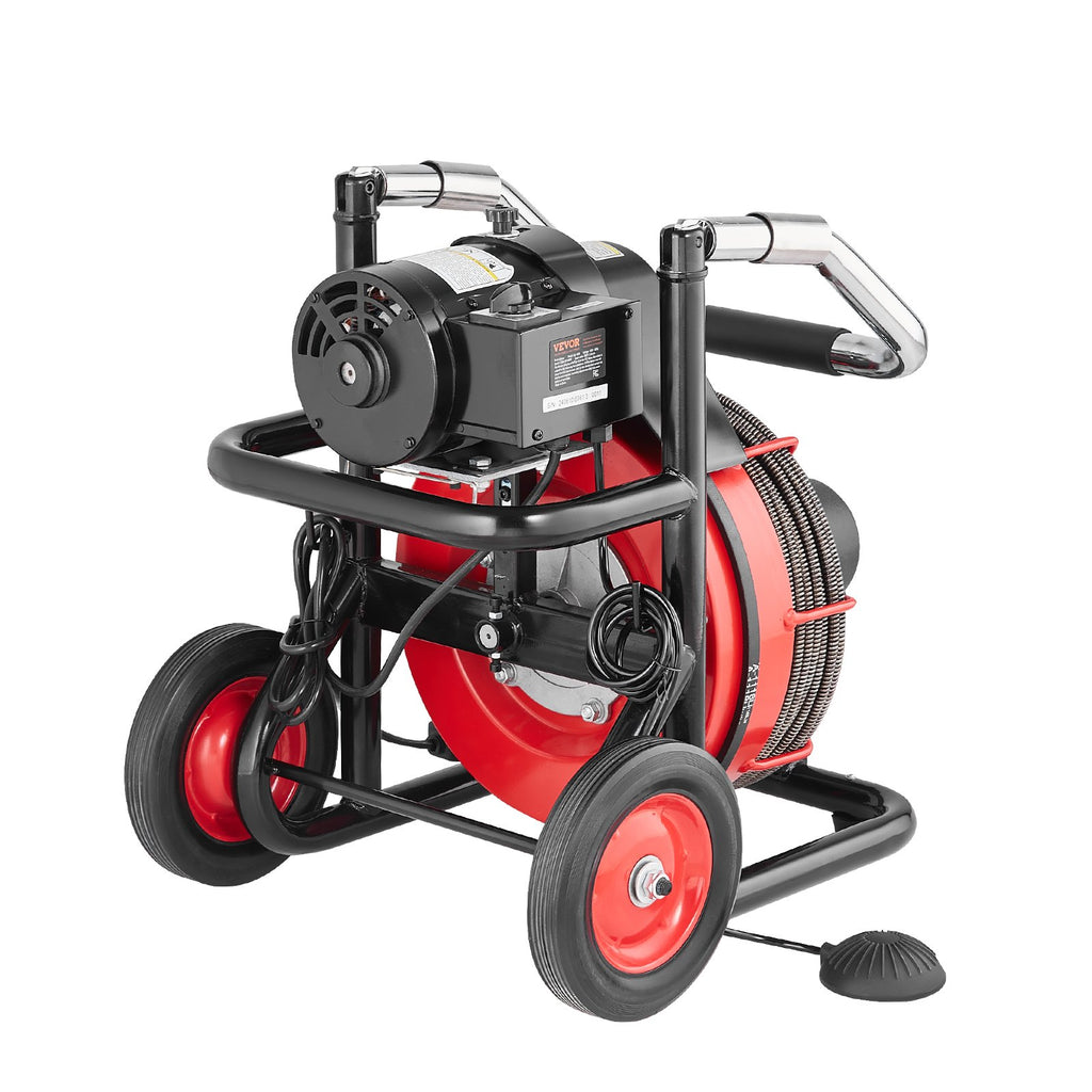 Drain Cleaner Machine Electric Drain Auger 100FT x 3/8 In Auto Feed