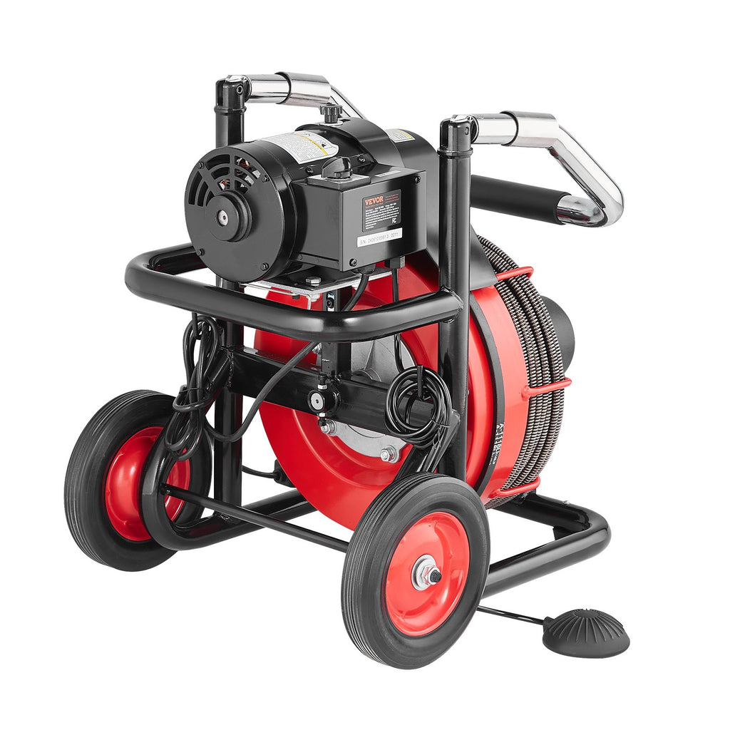 Drain Cleaner Machine Electric Drain Auger 100FT x 3/8 In Auto Feed