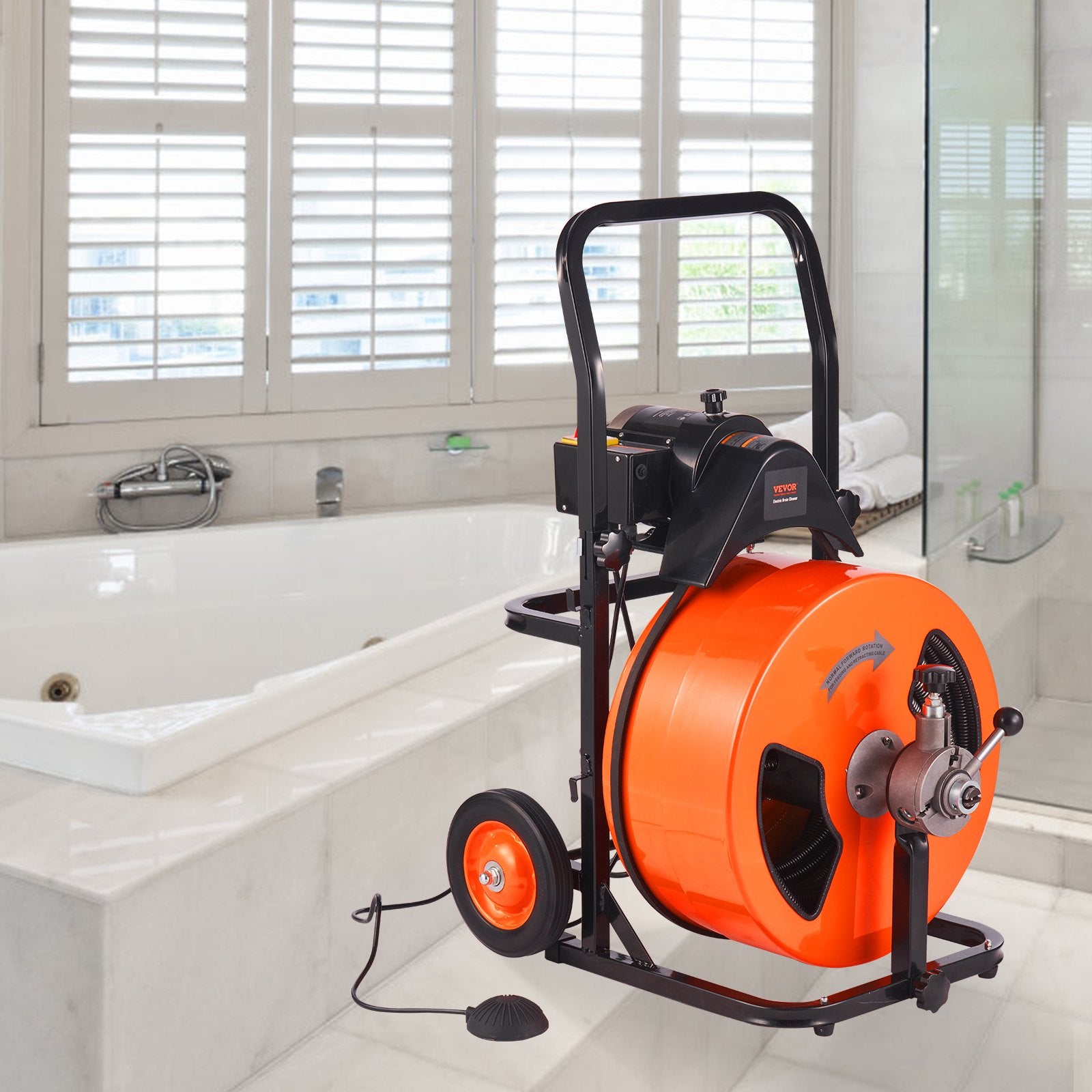 Drain Cleaner Machine Electric Drain Auger 100 FT x 3/4In Auto Feed