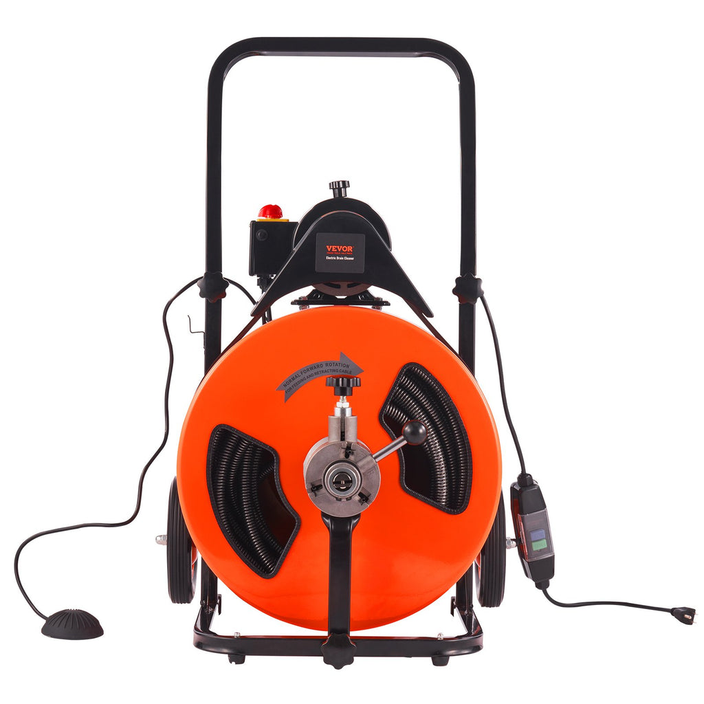 Drain Cleaner Machine Electric Drain Auger 100 FT x 3/4In Auto Feed