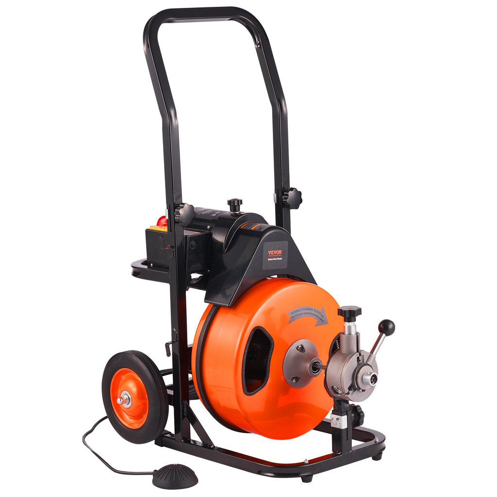 Drain Cleaner Machine Electric Drain Auger 100 FT x 3/8 In Auto Feed