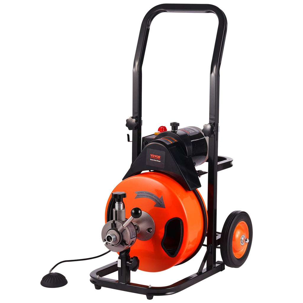 Drain Cleaner Machine Electric Drain Auger 100 FT x 3/8 In Auto Feed