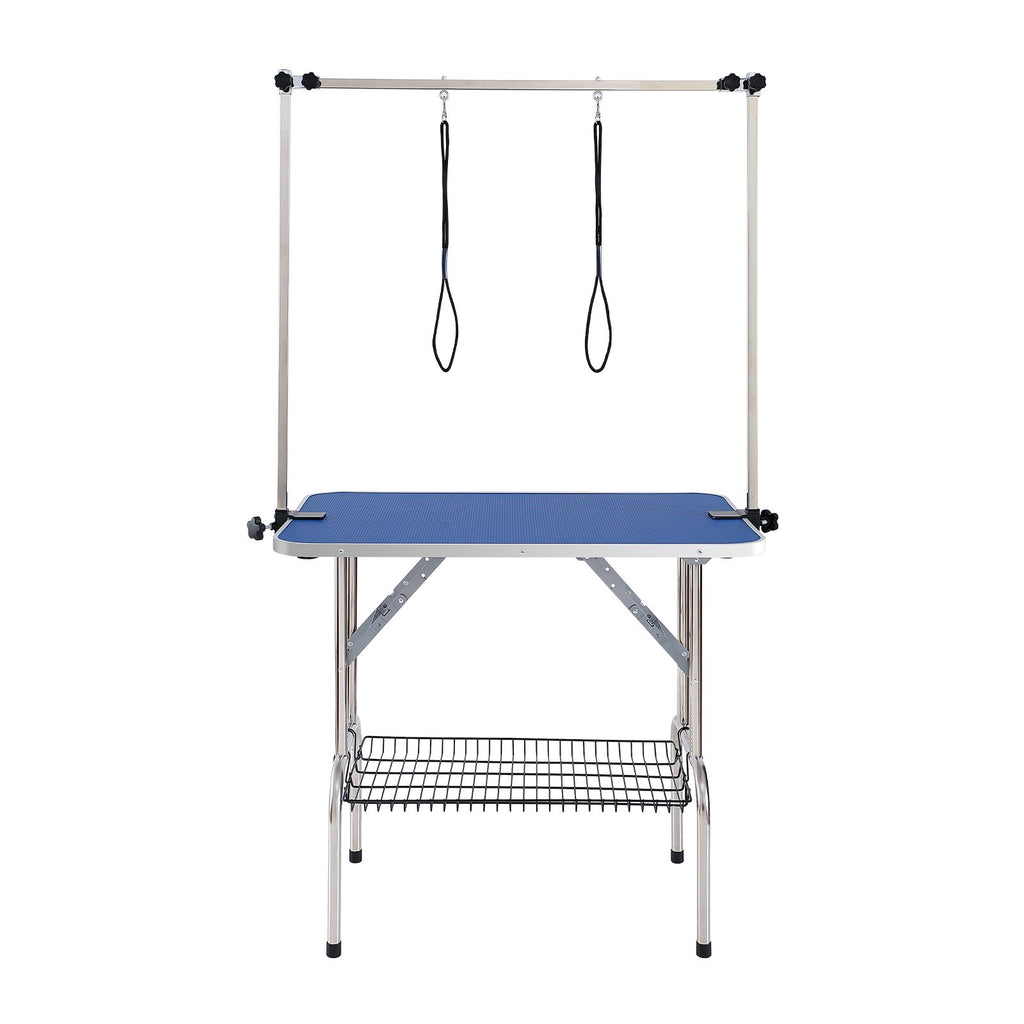 Pet Grooming Table Two Arms with Clamp, 915 x 610mm Dog Grooming Station, Foldable Pets Grooming Stand for Medium and Small Dogs, Free Two No Sit Haunch Holder with Grooming Loop, Bearing 150kg
