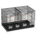 Bird Cage, 18 in, Small Parakeet Cage with Divider, Sturdy Metal Bird Flight Cage, Travel Birdcage with 5 Perches & 4 Feeding Cups, Parrot Cage for Canaries Lovebirds Cockatiels Budgie, Black