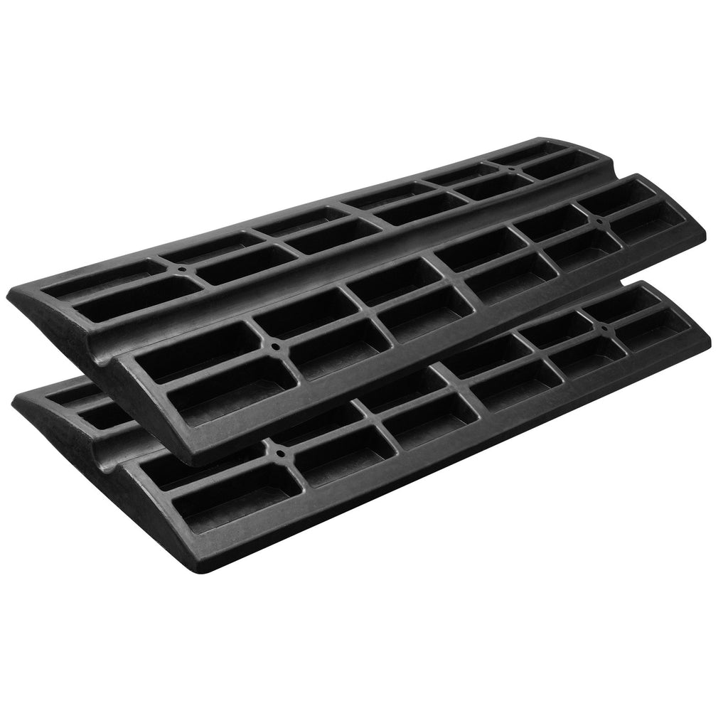 Curb Ramp, 2 Pack, 6.5 cm Rise, Rubber Driveway Ramps, Heavy Duty 15 tons Weight Capacity Threshold Ramp, Curbside Bridge Ramps for Loading Dock Garage Sidewalk, Expandable Full Ramp Set
