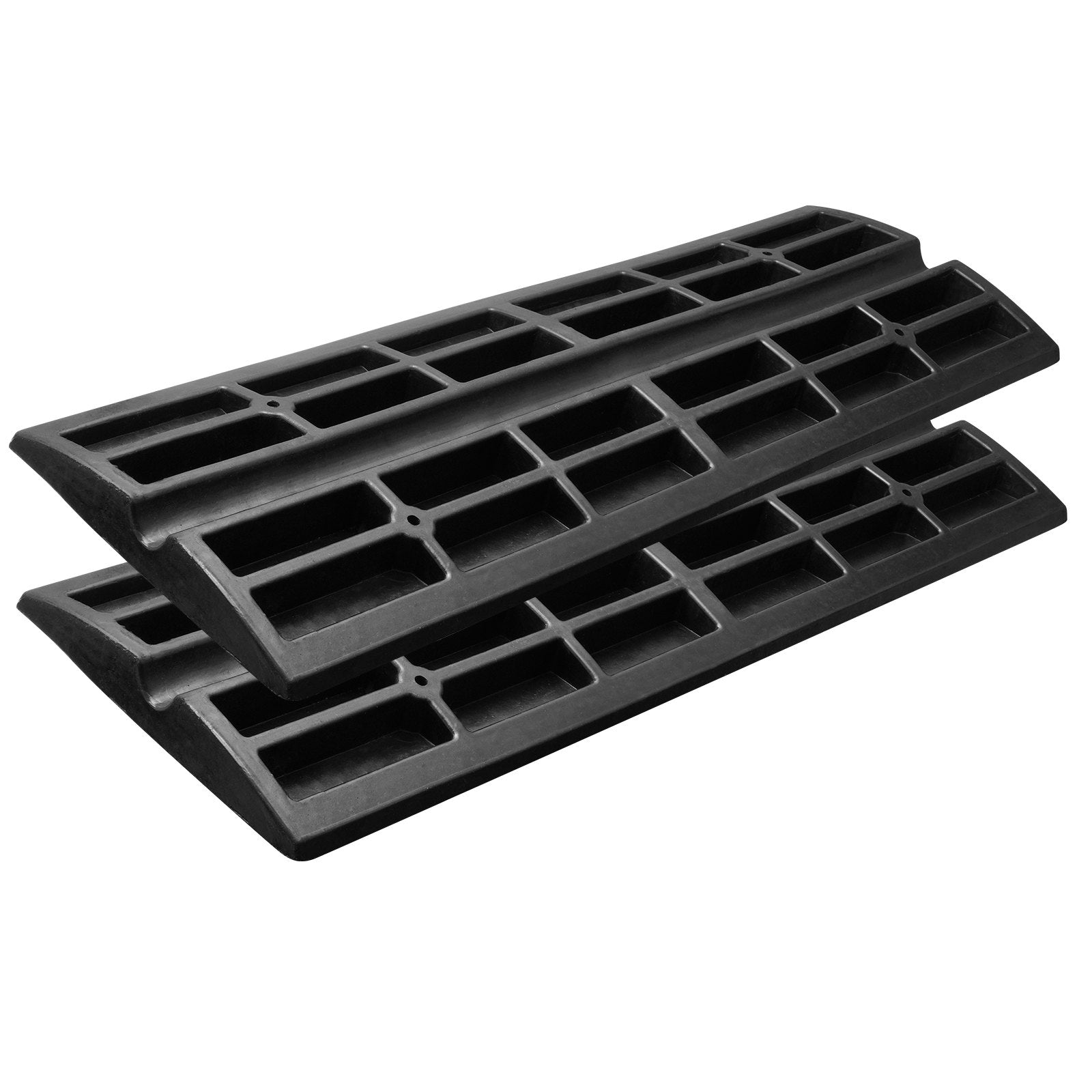 Curb Ramp, 2 Pack, 6.5 cm Rise, Rubber Driveway Ramps, Heavy Duty 15 tons Weight Capacity Threshold Ramp, Curbside Bridge Ramps for Loading Dock Garage Sidewalk, Expandable Full Ramp Set